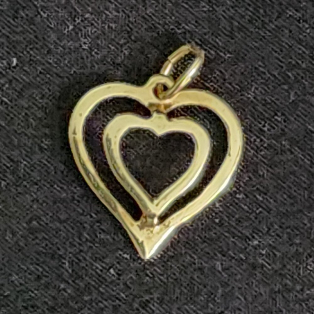 Double Heart Petite Gold Filled Pendant Charm .5" X .5" Antique Vintage RARE